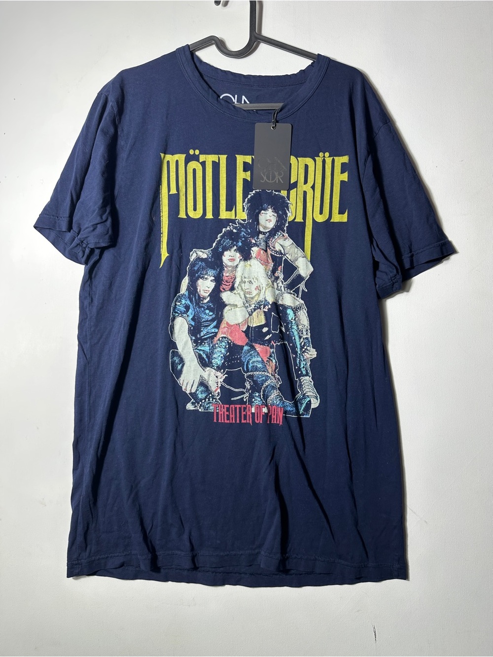 Chaser Navy Motley Crue Graphic Tee with Yellow Logo and Multicolor Print